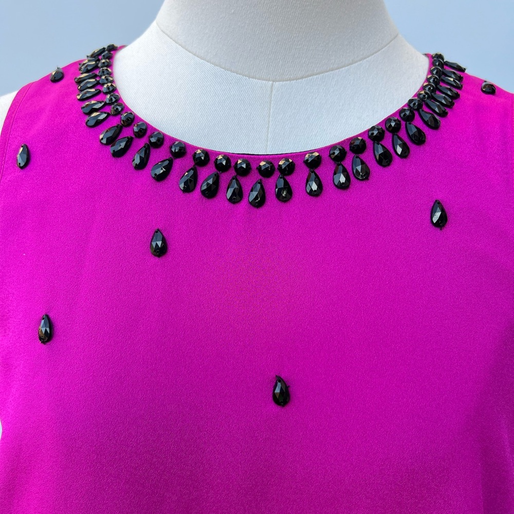 KENSIE Elegant Fuchsia Beaded Shift Sleeveless Embellished Cocktail Party Dress - Picture 14 of 16